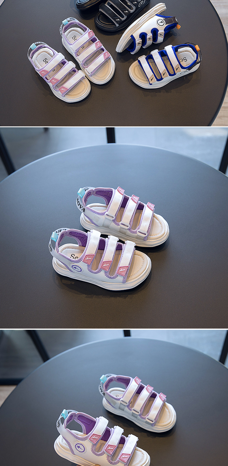 2024 Summer New Colored Sandals for Beach Shoes, Boys' Sports Sandals, Middle and Large Children's Lightweight Shoes_voghion.com