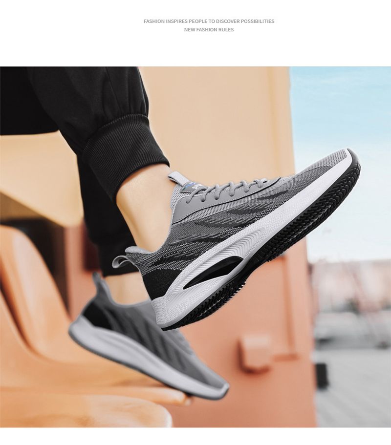 Autumn New 2023 Autumn Casual Flying Woven Sneaker Men's Breathable Comfortable Running Shoes Wholesale_voghion.com