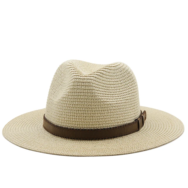 New Arrivals Simple Parent-child Panama Hats Lady Beach hat Women Wide Brim Straw Man Summer Sun Cap Fedora Hat 54cm 56-58cm 59-61cm_voghion.com