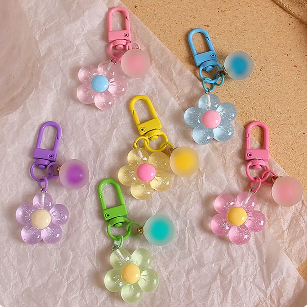 6Pcs Bunte Harz Blume INS Schlüsselanhänger Koreanischen Stil Niedliche Tasche Schlüsselanhänger Großhandel Auto Schlüssel Zubehör_voghion.com