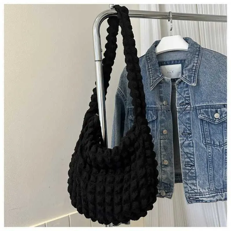 Borsa a tracolla tinta unita grande capacità borsa a mano trapuntata imbottita sotto le ascelle borsa per scarpe Y241026_voghion.com
