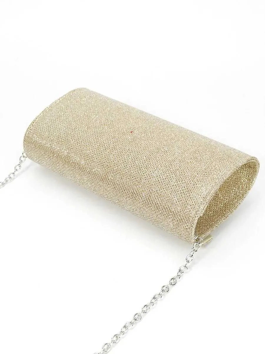 Womens envelope evening chain shoulder bag shiny sier long wallet womens wedding party clutch mini handbag Y241019_voghion.com