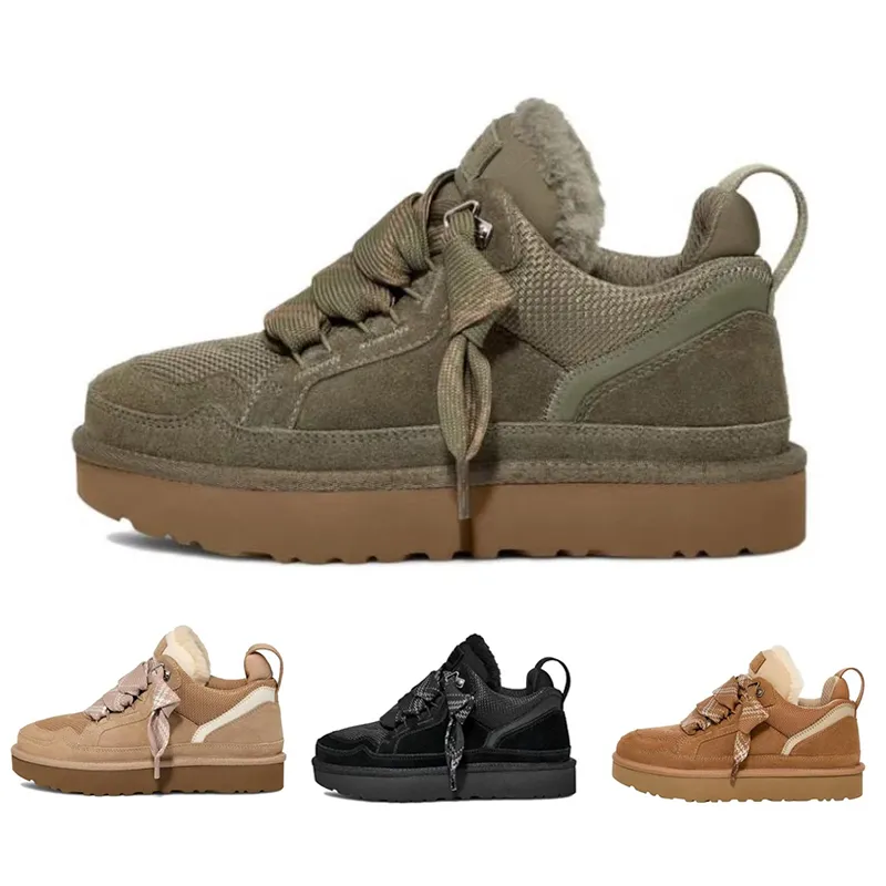 2024 Designer Lowmel laarzen Sand Chesut Zwart Groen Trainer platform Bont Sneeuwlaarzen dames enkellaarsjes schapenvacht Suède_voghion.com