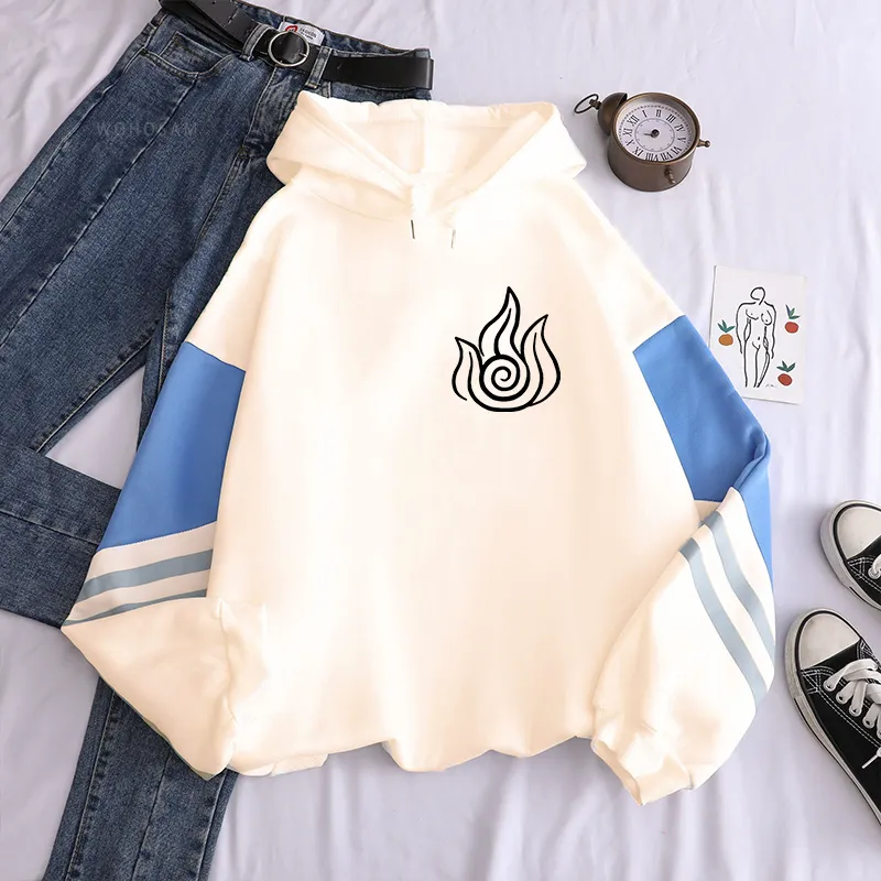 Felpe con cappuccio da uomo Avatar The Last Airbender Haruku Anime Felpa con cappuccio Abbigliamento Acqua Terra Fuoco Aria Grafica Oversize Patchwork_voghion.com