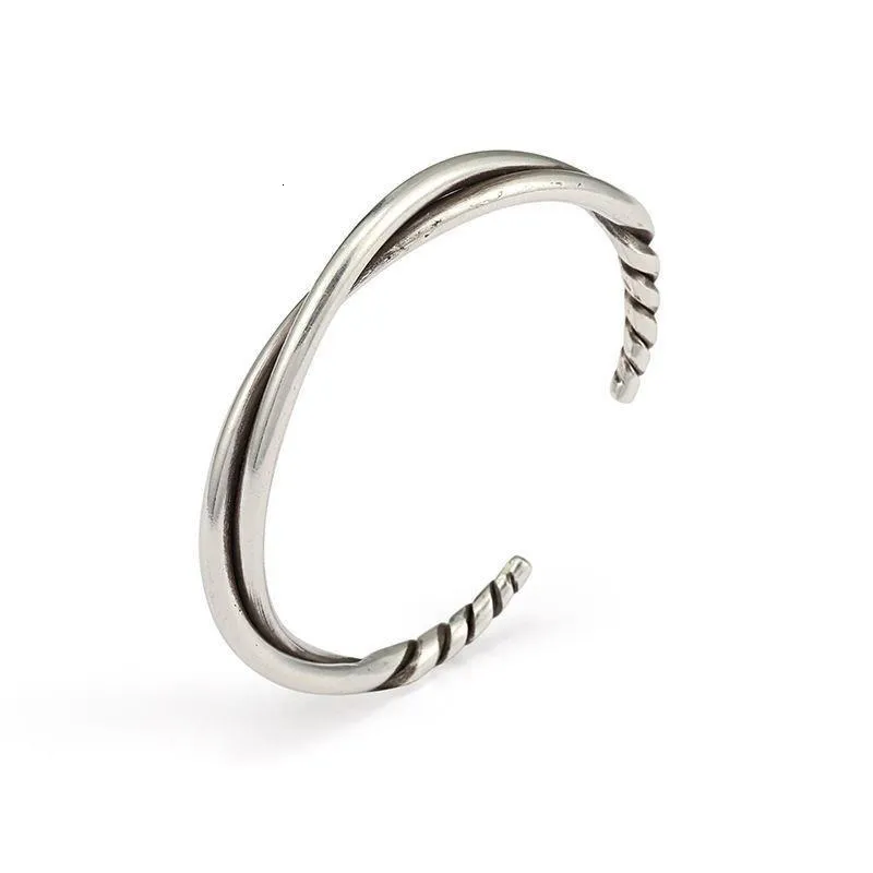 Bracciale rigido twist vintage da uomo gioiello argentato_voghion.com