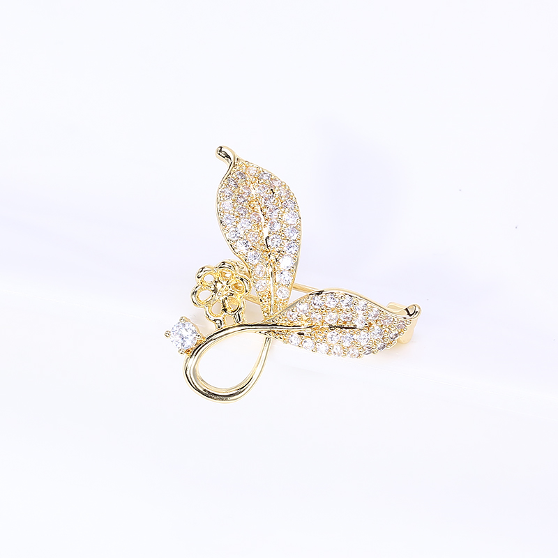 Accessori fai da te: scollo di perle, spilla a foglia, accessori antiriflesso in oro genuino placcato in rame, supporto vuoto_voghion.com