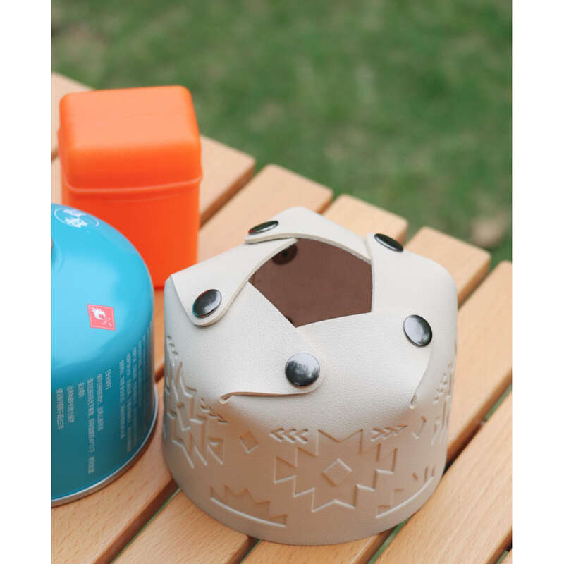 Outdoor Flat Mountain Gas Tank Camping Debris Storage Box Totem Leather Protective Sleeve_voghion.com