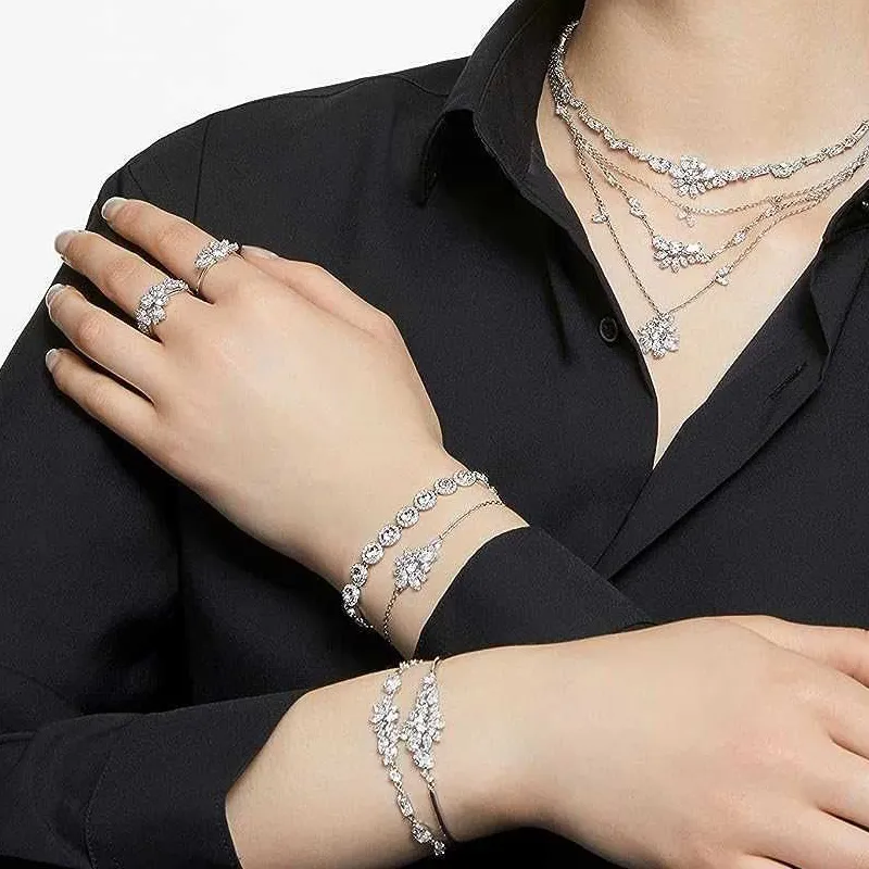 Conjunto de pendientes y pulsera con cadena dorada cristal austriaco_voghion.com