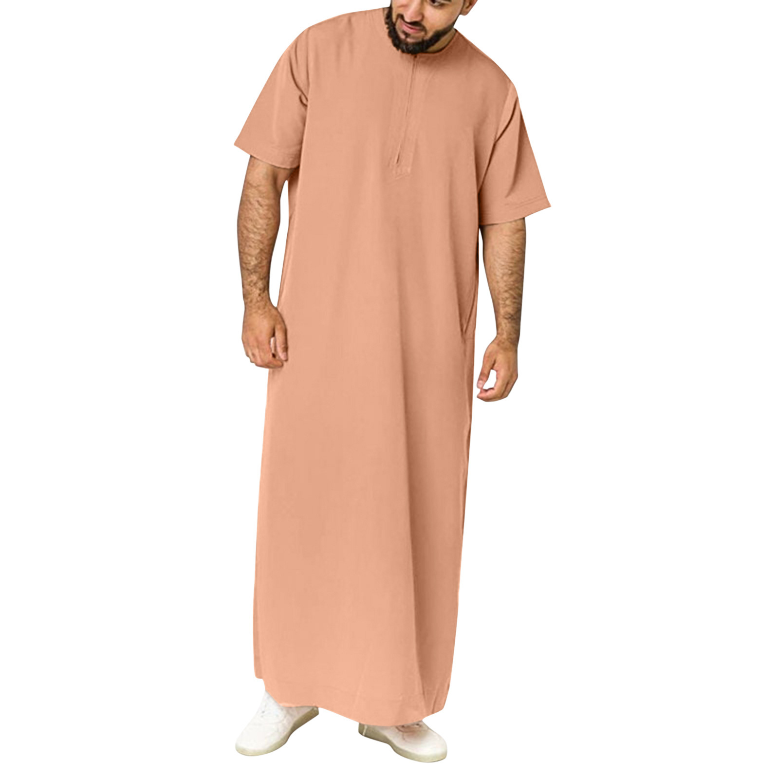 2024 New Muslim Middle East Arab Dubai Malaysia Men's Shirt Zipper Muslim Robe_voghion.com