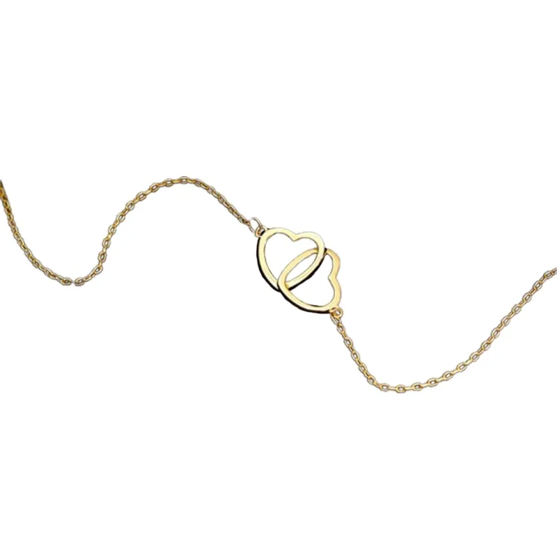Catene Semplice Hollow Doppio Cuore Ciondolo Choker Moda Metallo Clavicola Catena Collana Festa Gioielli Impilabile Collare_voghion.com
