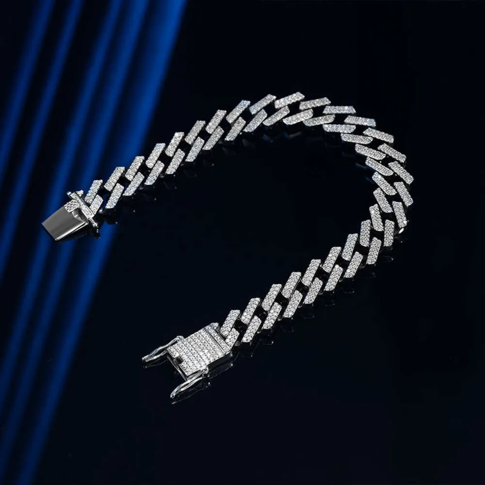 Manufacturer Custom 10mm Sier Thick Chunky Zirconia Full Paved Ice Out Cuban Chain Bracelet_voghion.com