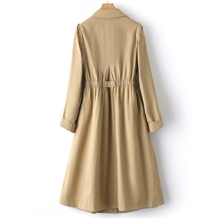 Trench da donna autunnale a maniche lunghe con polsini a contrasto e risvolto 9663_voghion.com