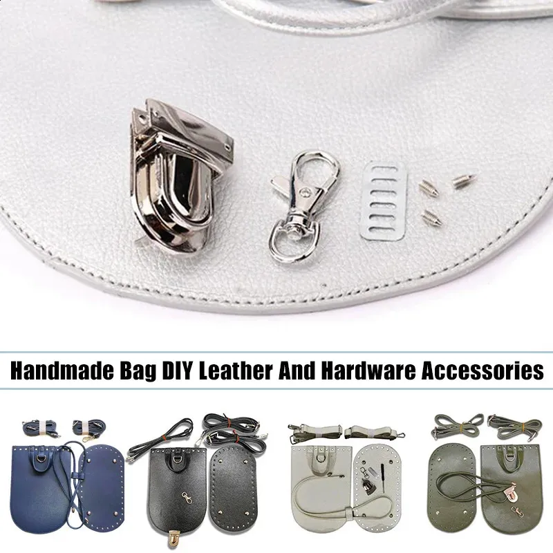 1 tracolla per borsa fatta a mano, set di fondi in pelle intrecciata con accessori hardware per zaino fai da te 240725_voghion.com