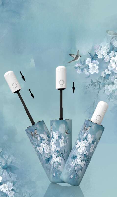 New Chinese Style For Shade, Sun UV Protection, Women's Fully Automatic Rain Dual-use, Compact And Portable Folding_voghion.com