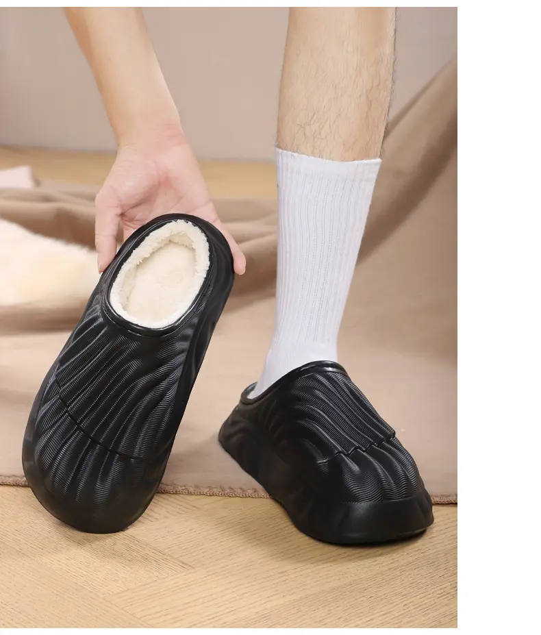 Couple Solid Color Waterproof Cotton Slippers Warm Fashion Casual Can Be Worn Outside Men And Women_voghion.com