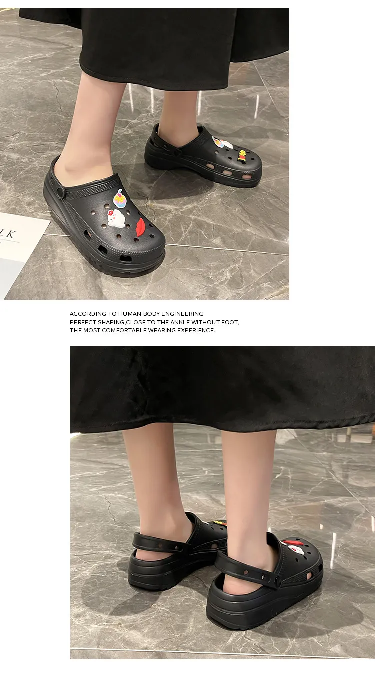 New Thick Sole 2024 Summer Cute Beach Hole Shoes with Feet Feeg Cool Bathroom Anti slip and Odor Prevention Free_voghion.com