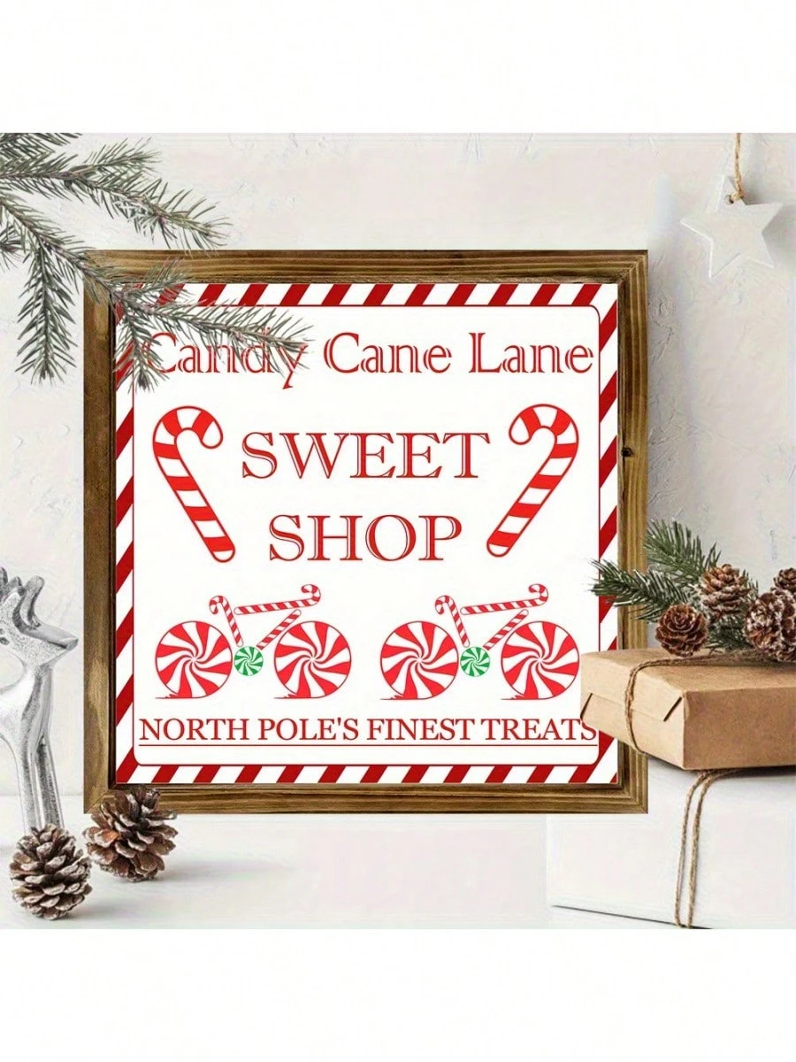 Christmas Candy-Red&White Holiday Decor - Wooden Plaque - For Home, Kitchen Or Christmas Gift, Holiday Kitchen Decor, Christmas Decorations Room Decor_voghion.com
