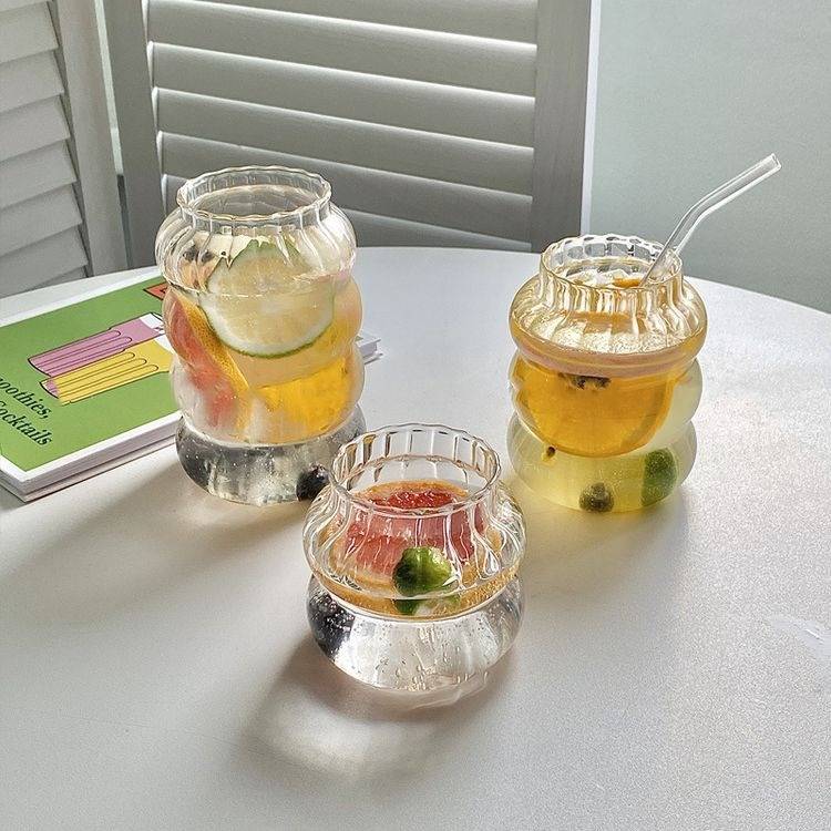 Tasse en verre épais, tasse à boisson, tasse à eau à gros ventre, thé aux fruits de grande capacité, tasse à boisson froide