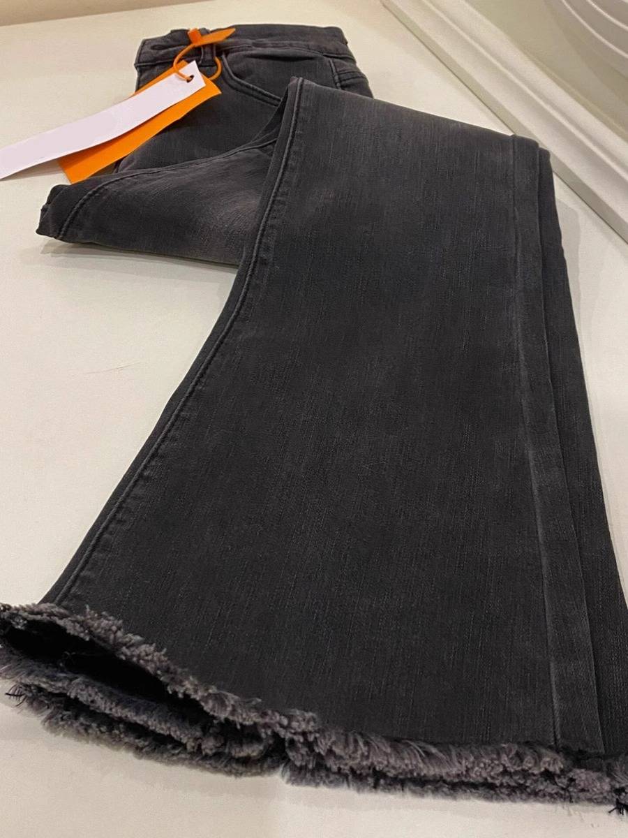 Jean micro-court noir et gris pour femme, nouveau pantalon de vadrouille à pendentif trompette taille haute fine petite grande taille