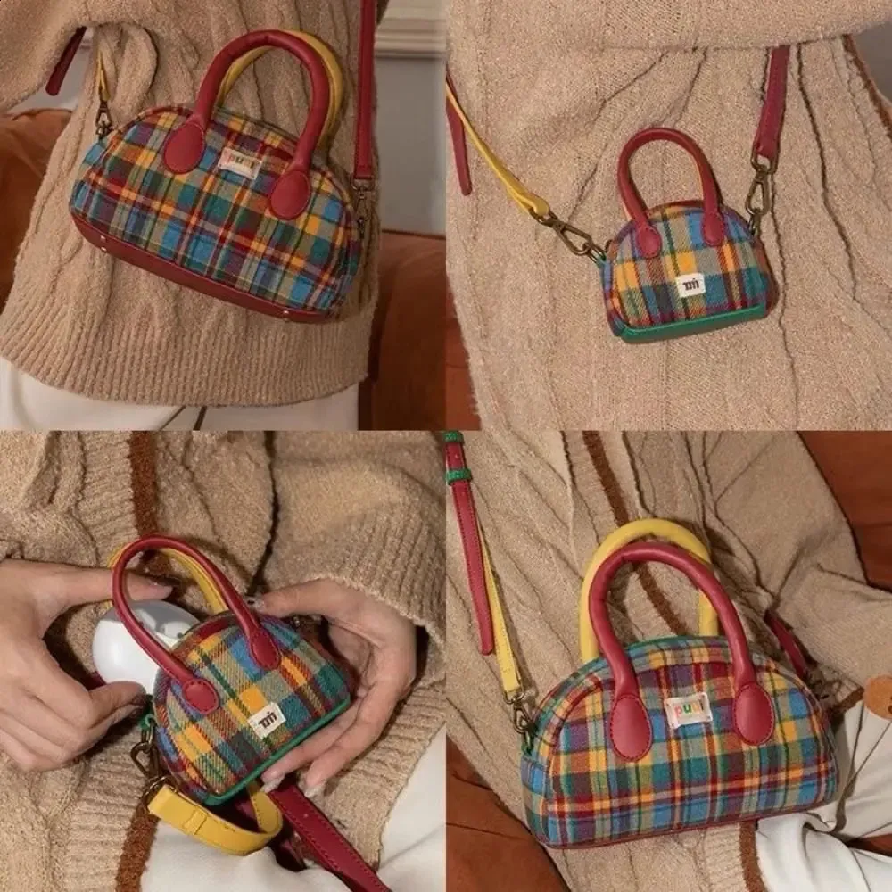 Handtasche, Schultertasche, Umhängetasche, Retro-Plaid-Kopfhörer, kleine Weihnachts-Geldbörse, Geschenk für Mama 240912_voghion.com