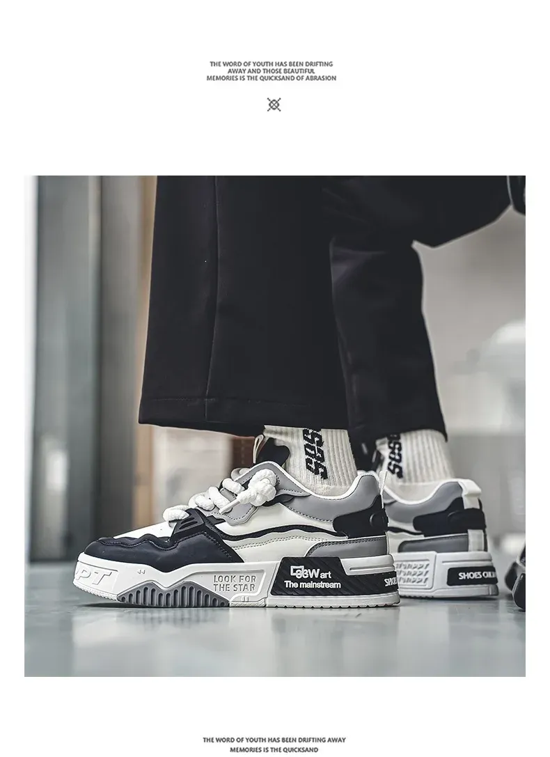 Men's Easy To Clean Skateboard Shoes, Good Grip, Breathable Lace Up Sneakers, Men's Shoes 2024_voghion.com