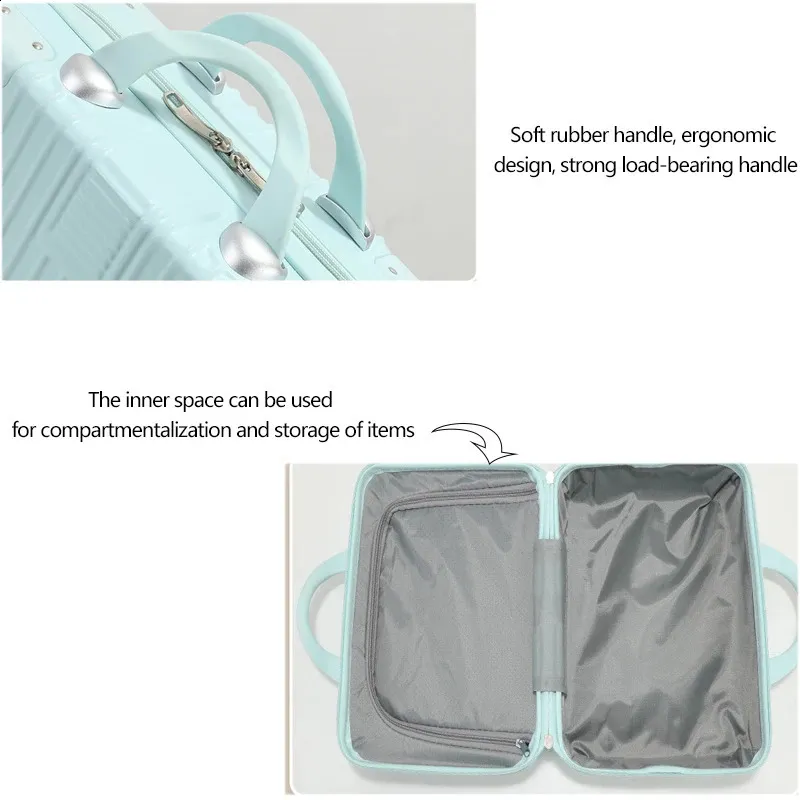 14 Inch Solid Color Student Small Cosmetic Case MiniHard Shell Travel Suitcase 240729_voghion.com