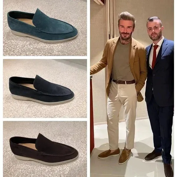 Mocasines de yate de gamuza esmerilada, zapatos planos para conducir, sin cordones, para caminar durante las 4 estaciones, con punta redonda, informales, para hombre, talla grande_voghion.com