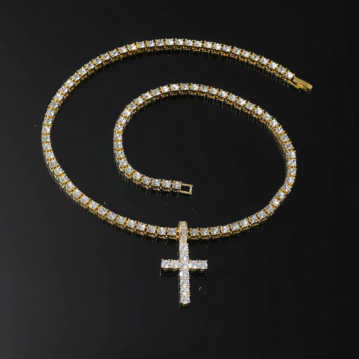 European And American Fashion New Product Pendant Necklace Niche Design High-end 4mm Single Row Tennis Chain_voghion.com