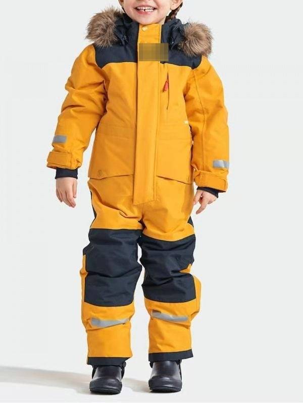 Tuta da sci invernale per bambini, monopezzo, per ragazzi e ragazze, antivento, calda, riflettente, impermeabile, per sci e snowboard all'aperto._voghion.com