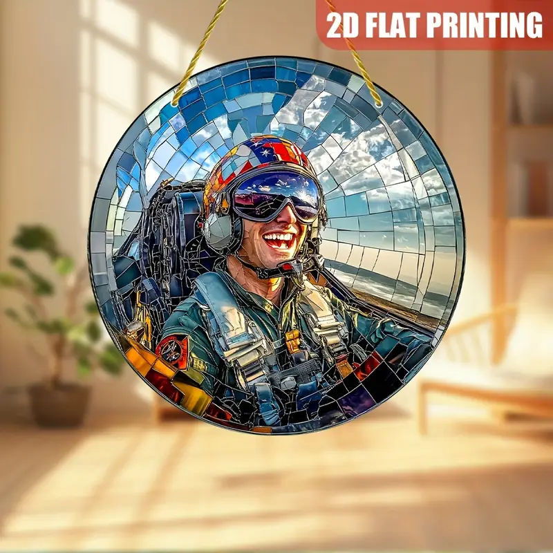 8x8in Pilot Suncatcher - Colorful Acrylic Aviation Decor For Windows & Walls - Perfect Gift For Pilots & Home/Office_voghion.com