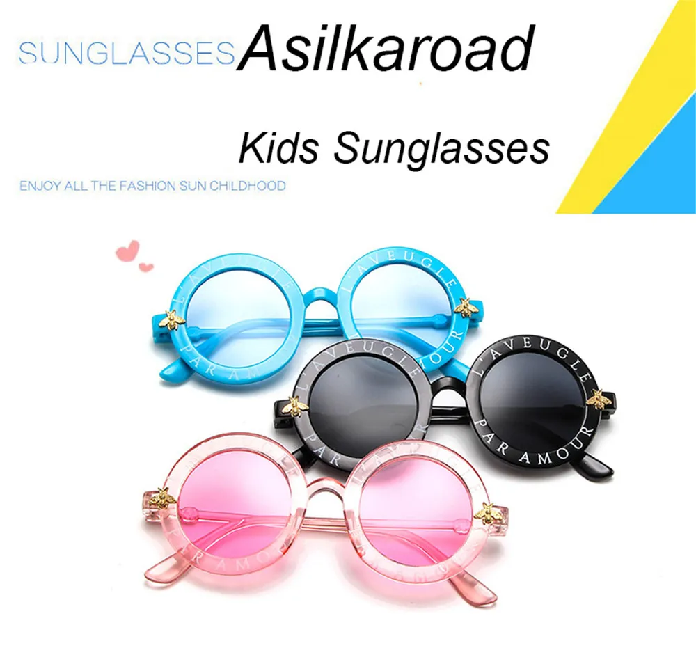 Sunglasses Fashion Small Round Kids Brand Designer Bee Children Boys Girls Baby Outdoors Goggle Shades Eyewear LC4L_voghion.com