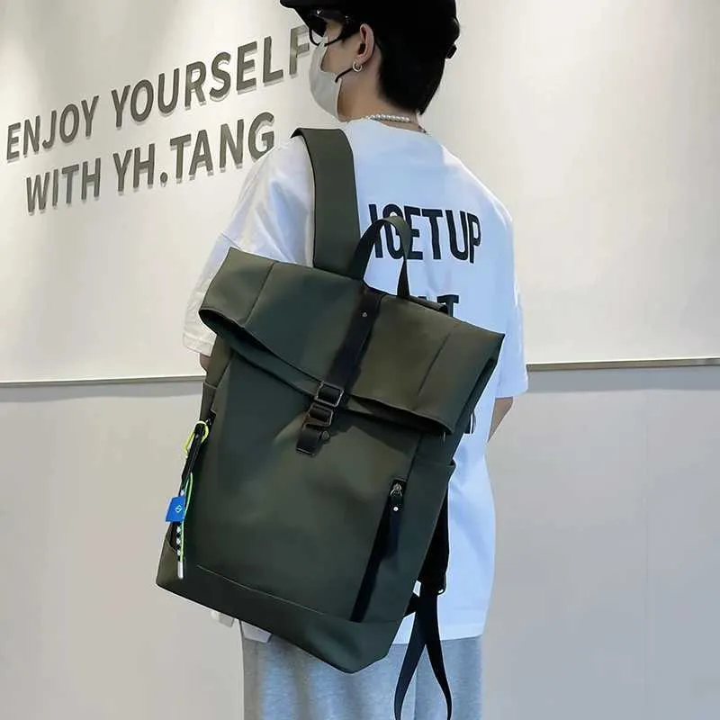 Damen Freizeit Großer Rucksack Männer Laptoptasche Ladys Nylon Roll Top Männlich Reisetasche Port Schulrucksäcke Für Teenager_voghion.com