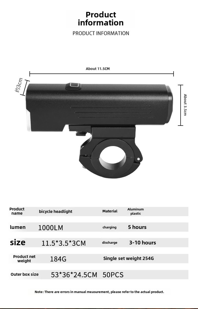 Nachtfahrausrüstung Aluminiumlegierung wasserdicht USB-Aufladung Berghelle LED-Nah- und Fernlicht-Fahrradscheinwerfer_voghion.com
