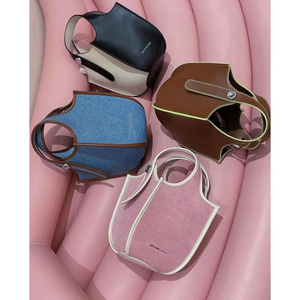 Fruit Blue New AS Commuter Versatile Fashion Denim Crossbody Bucket Vegetable Basket Bag Women_voghion.com