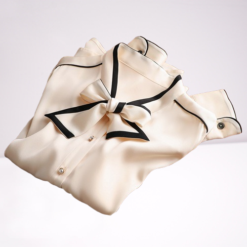 Vêtements pour femmes Tout le monde l'aime ! Intellectuel et élégant, polyvalent ~ Chemise en soie mûre à manches longues pour femme
