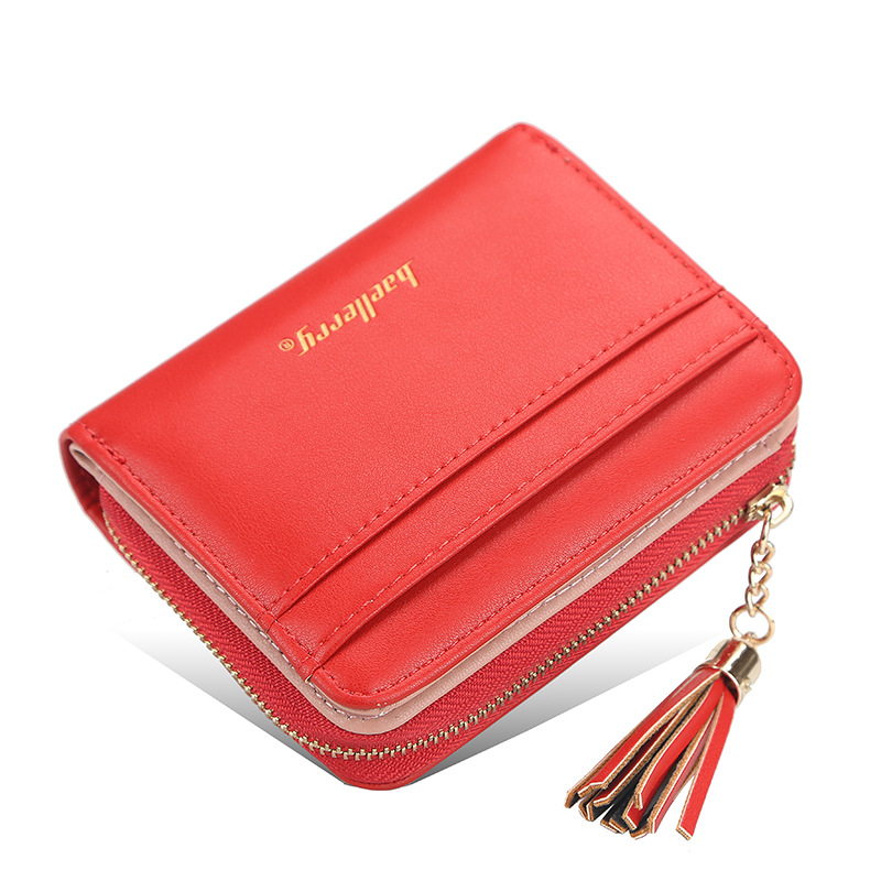 Short Baellerry Korean Edition Multi Card Driver's License Zero Wallet Fashion Tassel Button Women's Bag_voghion.com