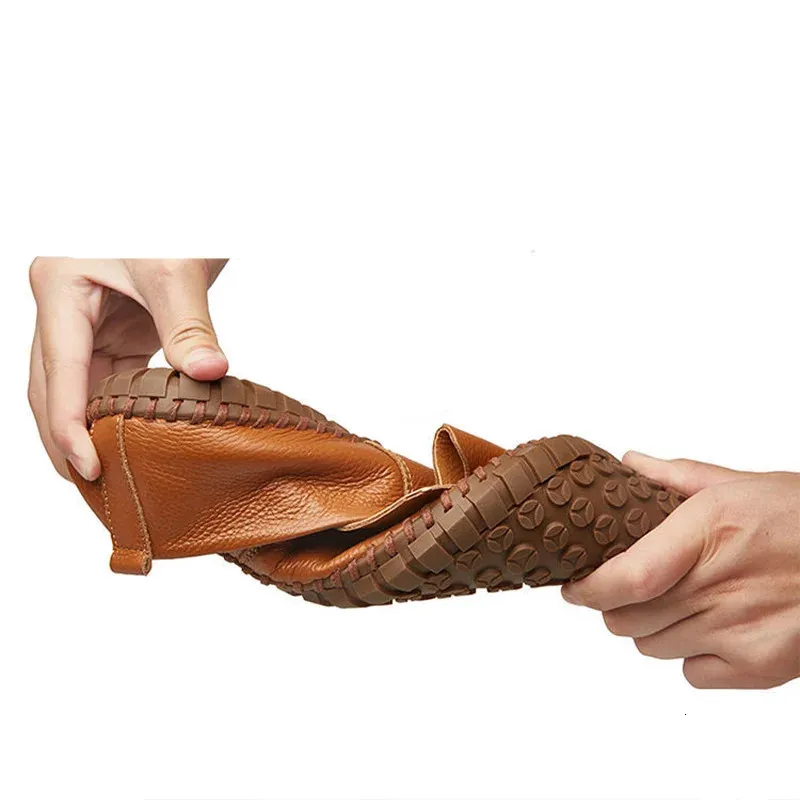 Grande taille 48 49 en cuir véritable plat hommes blanc doux espadrilles décontractées mâle confortable marche conduite chaussures mocassins mocassins_voghion.com