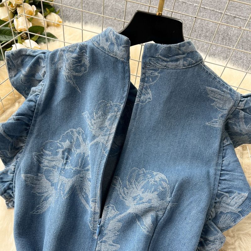 Frauen junge cheongsam kleid weibliche design nische schlitz slim fit denim langen rock_voghion.com