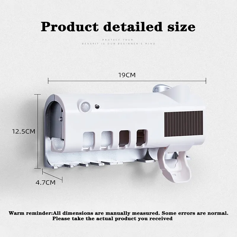 Toothbrush Holders Toothpaste Dispenser Solar Energy Bathroom Storage Box Multifunction USB Charge_voghion.com