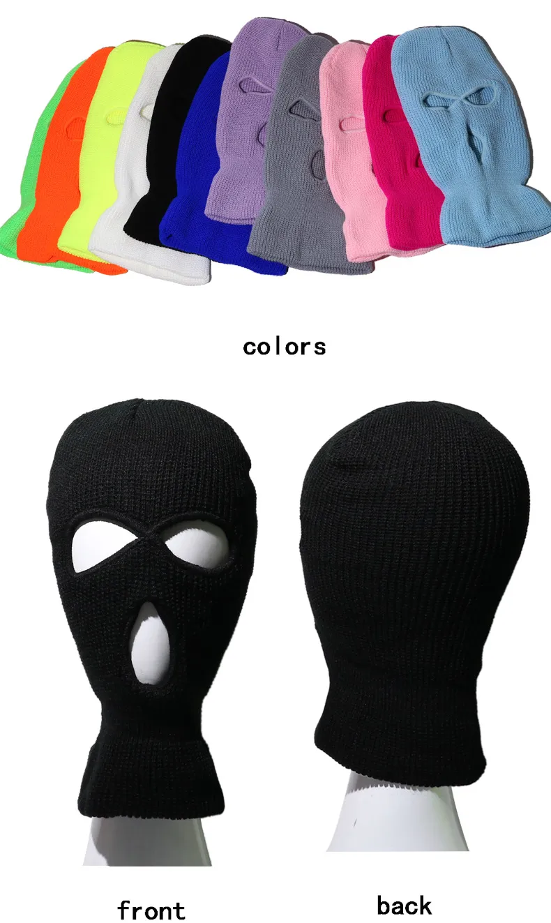 Casquette fluorescente à trois trous, masques de fête de créateur, couvre-chef tricoté, masque de ski d'hiver, garde le visage complet coupe-vent au chaud_voghion.com