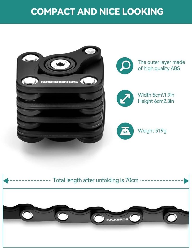 ROCKBROS Bicycle Chain Folding Lock + Holder DHL_voghion.com