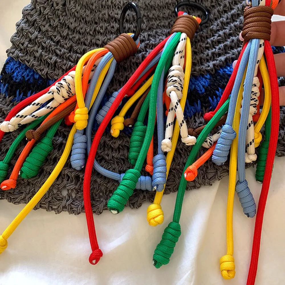 Korean Stylish Rainbow Rope Pendant Chain Jewelry Strap Handmade Landyard Accessrioes Keyring Bag Women Phone Hanging_voghion.com