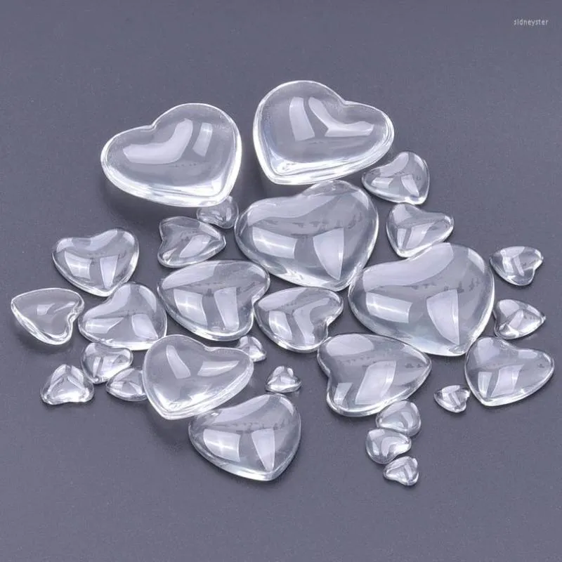 Pendentifs pour colliers 8/10/12/16/20/25 mm en forme de cœur transparent en verre cabochon pour la fabrication de bijoux camée à dos plat transparent_voghion.com