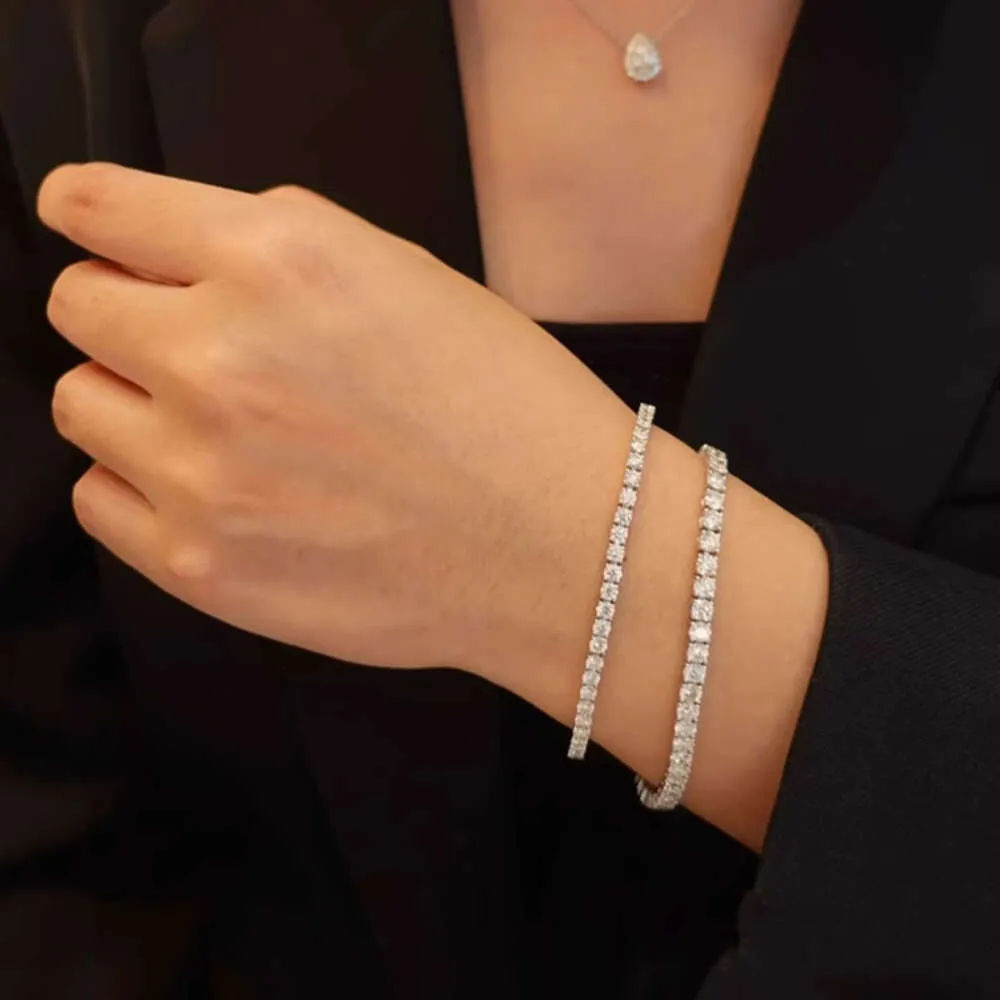 Sterg Sier Moissanit Kette Bracelet Fein Bijouen GRA Zertifikat VVS VS Dia Halskette Hip Hop Stil Tenniskette_voghion.com
