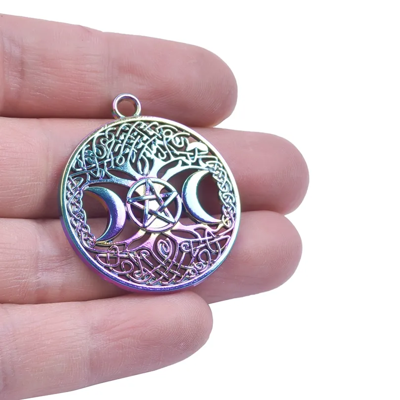 Colliers pendentifs Vintage Gear Steampunk Charms Wicca Triple Déesse Lune Étoile Crâne Fit Bracelet Fabrication de bijoux en vrac_voghion.com