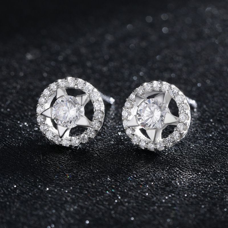 Zircon Stud Earrings For Women Elegant 925 Silver Wedding Gift_voghion.com