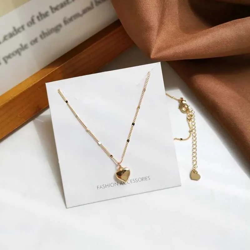 Collana con ciondolo a forma di cuore piccolo per donna, regalo, collane girocollo bohemien in metallo lucido e semplice, a catena corta, gioielli di tendenza_voghion.com