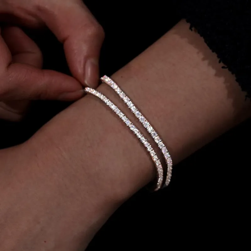 Dropshipping Pulsera 2mm 2,5mm Sterling Sier Pass Diamo Test VVS Moissanite tenisový náramek pro ženy a dívky_voghion.com