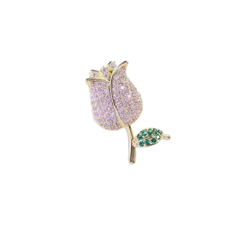 Spilla tulipano in zircone per donna, accessorio collo antiriflesso_voghion.com