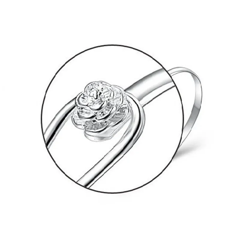 Bracciale rigido a fiore placcato platino per donna elegante_voghion.com